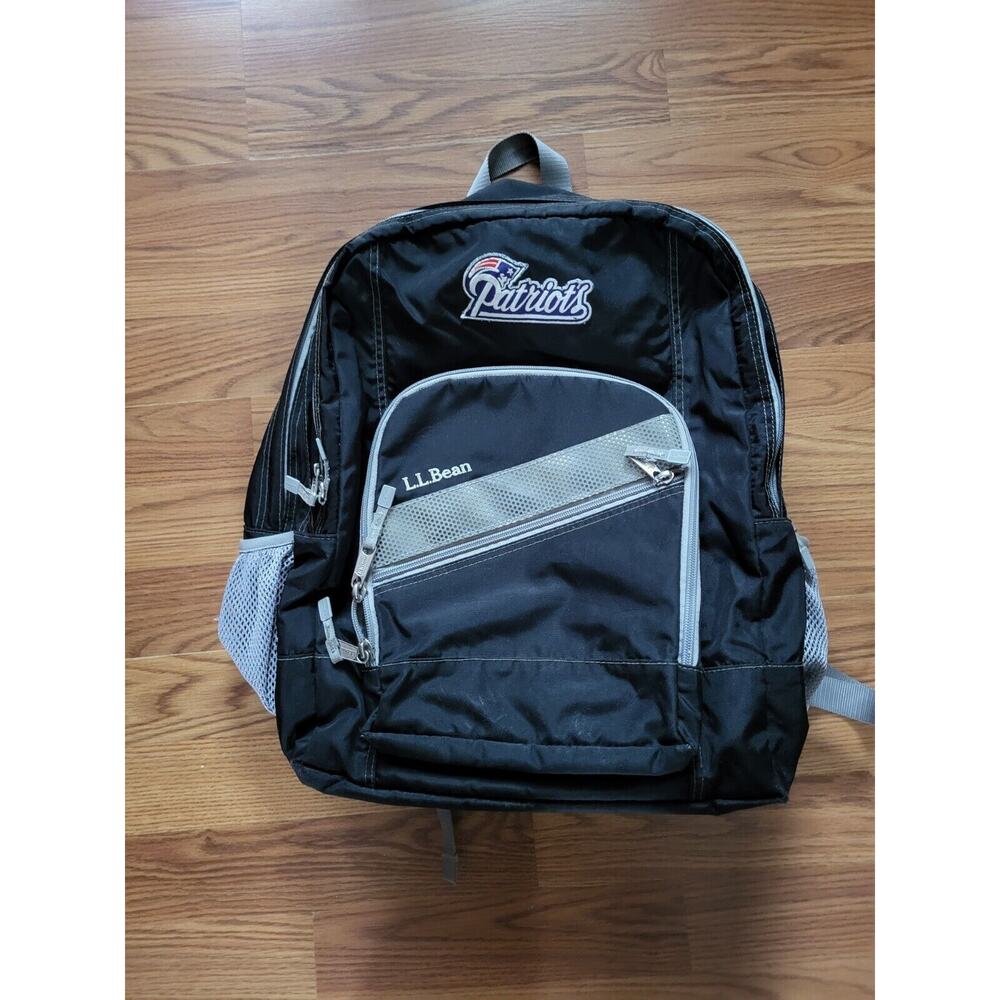L.L. Bean Adult Unisex Backpack Black and Grey Patriots Embroidered